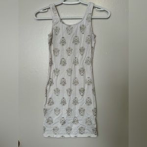 Divided White Dress with Skulls